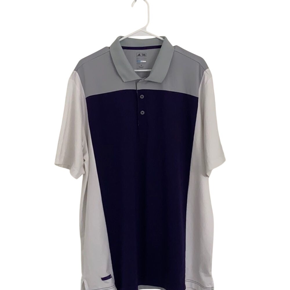 Adidas Golf Polo Mens‎ XL Purple Grey Puremotion Coolmax Colorblock  Shirt